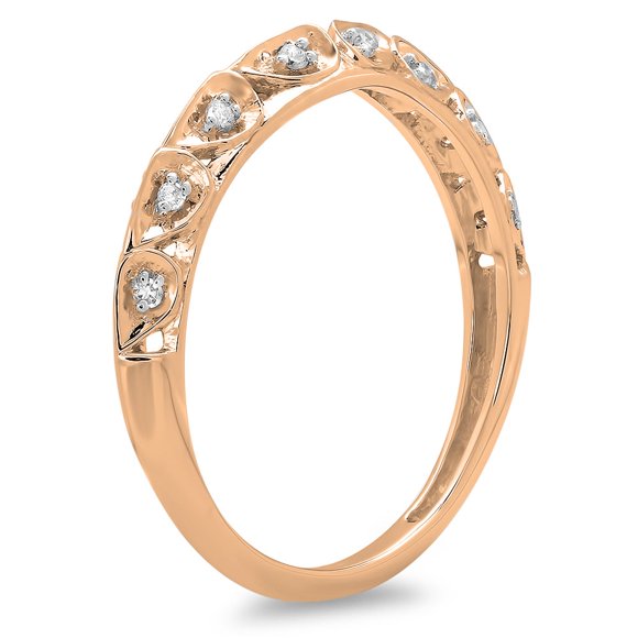 Dazzlingrock Collection 0.10 Carat (ctw) 14K Diamond Anniversary Wedding Stackable Matching Band 1/10 CT, Rose Gold, Size 5.5