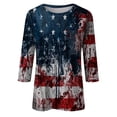 thumbnail image 5 of July 4th 3/4 Sleeve Shirts for Women American Flag Stars Stripes Shirts T-Shirt Cute Graphic Tees USA Flag Patriotic Tshirts Tunic Tops, 5 of 5