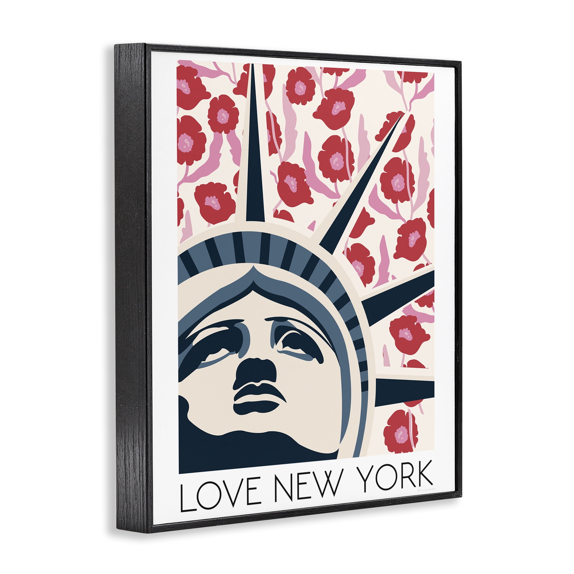 Stupell Industries Groovy Florals Love New York Black Framed Giclee Art, design by Omar Escalante