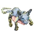 thumbnail image 2 of Adorno 1 Gato Articulado Sin Pelo Impreso en 3D para Y Niñas (dorado), 2 of 3