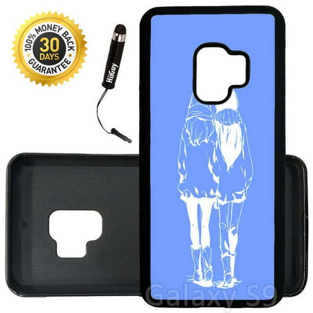 Custom Galaxy S9 Case (Anime Best Friends) Edge-to-Edge Rubber Black Cover Ultra Slim | Lightweight | Includes Stylus Pen by