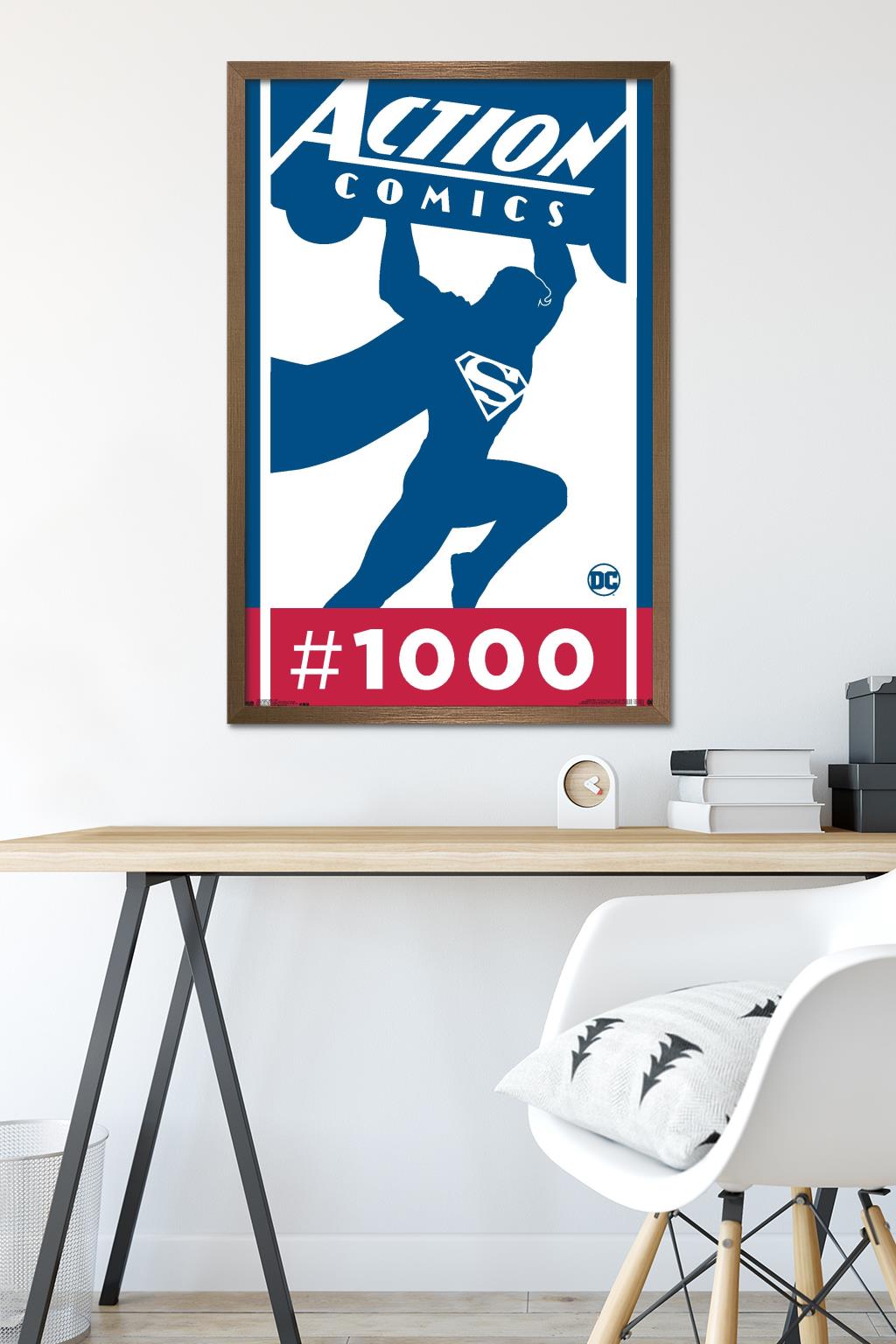DC Comics - Superman - Action Comics 1000 Wall Poster, 22.375" x 34", Framed