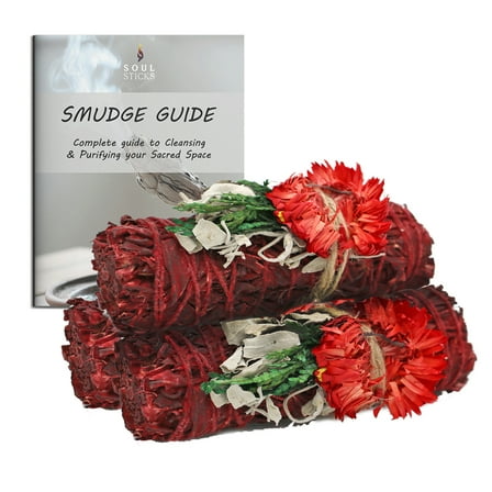 Soul Sticks 3 Pack Jolly Holiday Floral Dragons Blood Sage Smudge Sticks Bundle with Flowers for Cleansing Home, Meditation, Yoga, Healing and Smudging, Sustainably Sourced California