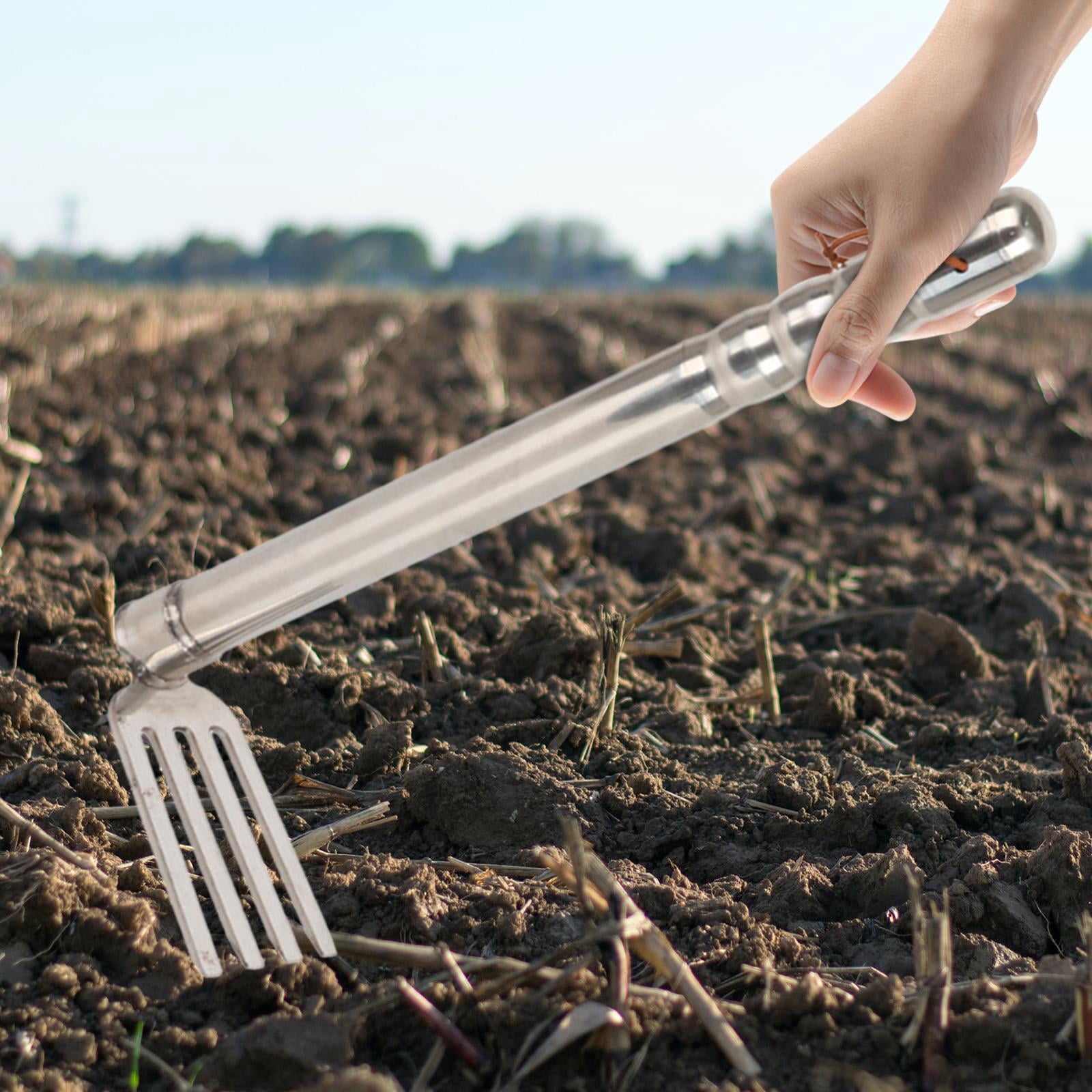 MAGIDEAL Gardening Hand Tiller Tool Stainless Steel 15.1inch Long for Outdoor Camping Rake