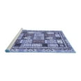 thumbnail image 2 of Ahgly Company Machine Washable Indoor Square Abstract Blue Modern Area Rugs, 3' Square, 2 of 4