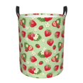 thumbnail image 1 of Balery Strawberry Floral Cesta de ropa redonda con asas, impermeable, independiente, para ropa, juguetes, dormitorio y familia-Small, 1 of 6