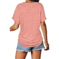 thumbnail image 5 of KLHDSF Womens Summer Tops Side Shirring V Neck Tee Short Sleeve Lightweight Casual Summer Top Watermelon Red M, 5 of 10