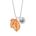 thumbnail image 2 of Delight Jewelry Acrylic Medium Triple Leaf Pearly Orange Silvertone Script Initial Disc - W - Charm Necklace, 20"+3", 2 of 4