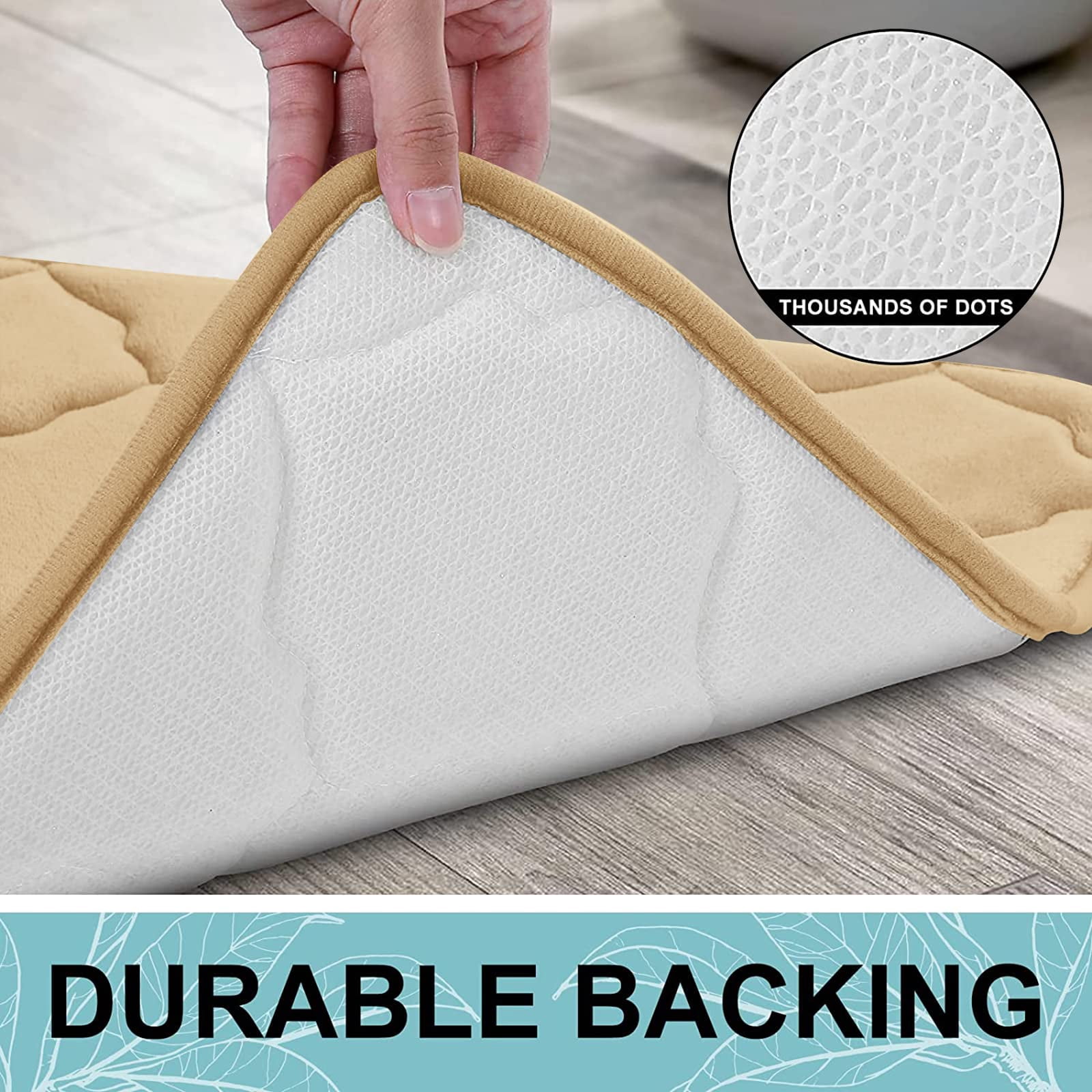 Buganda Memory Foam Bathroom Rugs, Ultra Soft and Absorbent Bath Mat, Thick Bath Rug for Bathroom Floor, 24x16, Beige