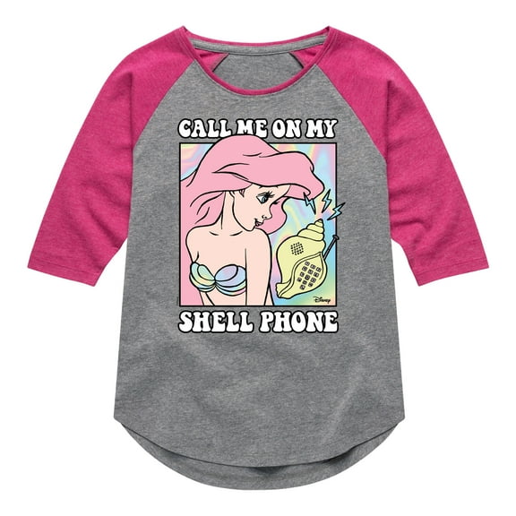 Disney Princess - Call Me On My Shell Phone - Toddler & Youth Girls Raglan Graphic T-Shirt