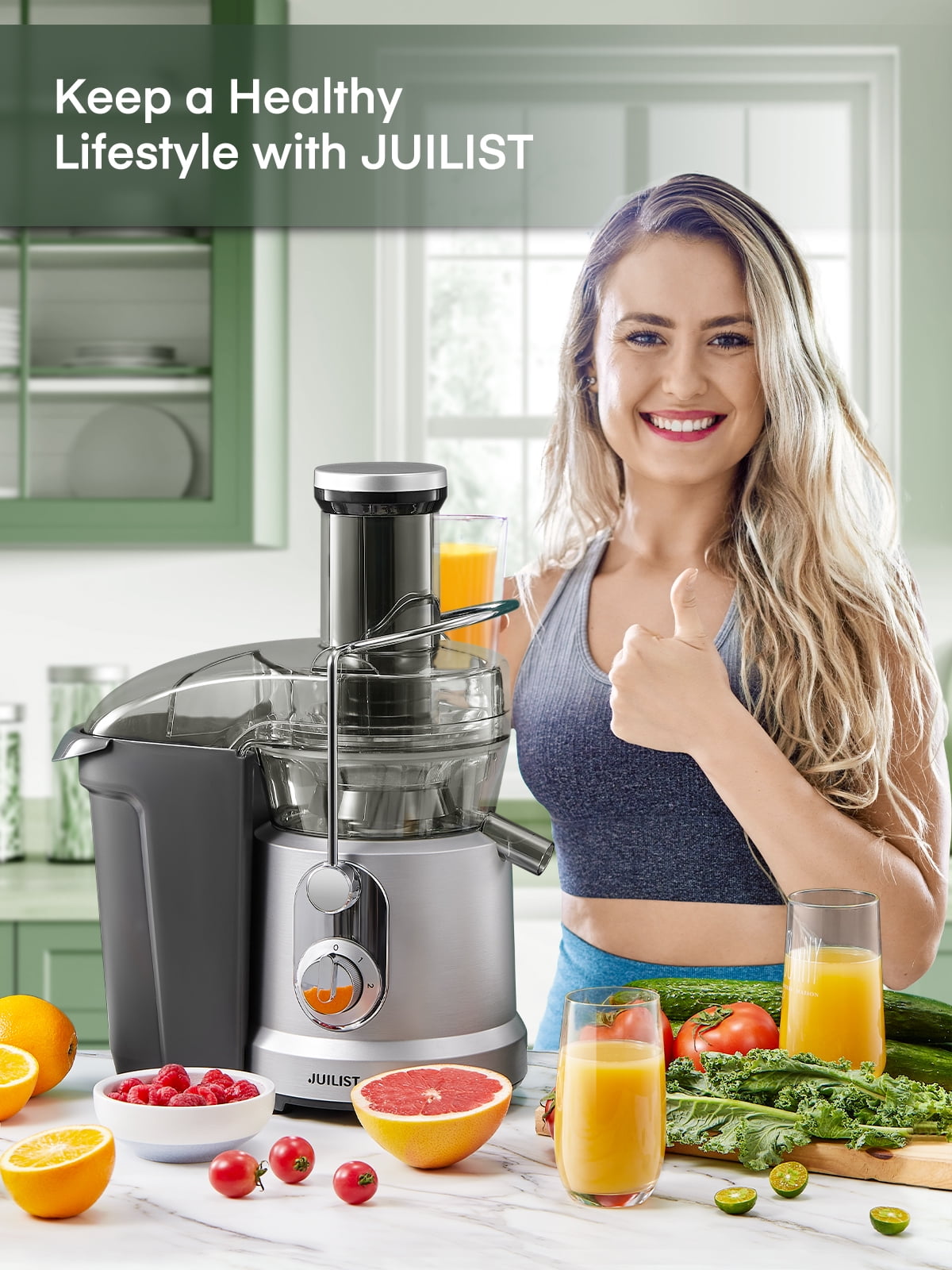 Juilist 1300W Max Power Juicer Machines, Juicer Vegetable and Fruit with 3.2