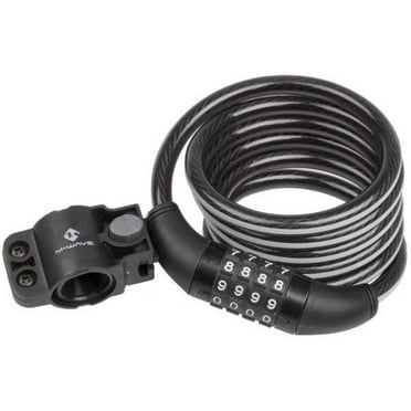 M-Wave Braided Spiral Cable Combo Lock 6 foot with Reflective Strip, Black