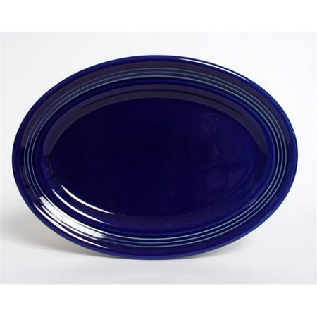 Oval China Platter - Tuxton China CCH-136 Concentrix 13.75 in. x 10.5 in. Oval Platter - Cobalt - 6 pcs