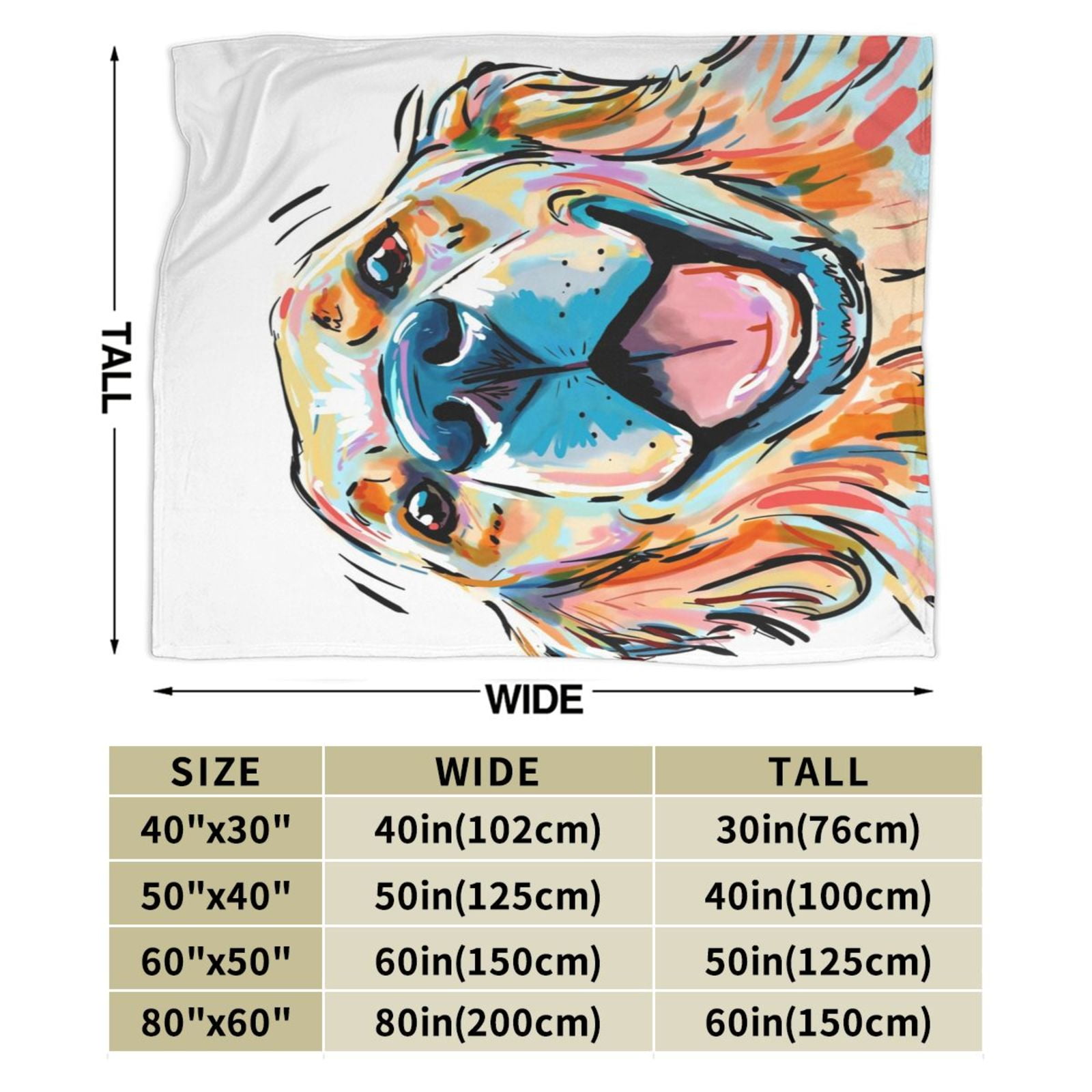 Wijzvio Golden Retriever Dog Throw Blanket Soft Fuzzy Fleece Blanket For Couch Bed Living Room Decoration 50"X40"