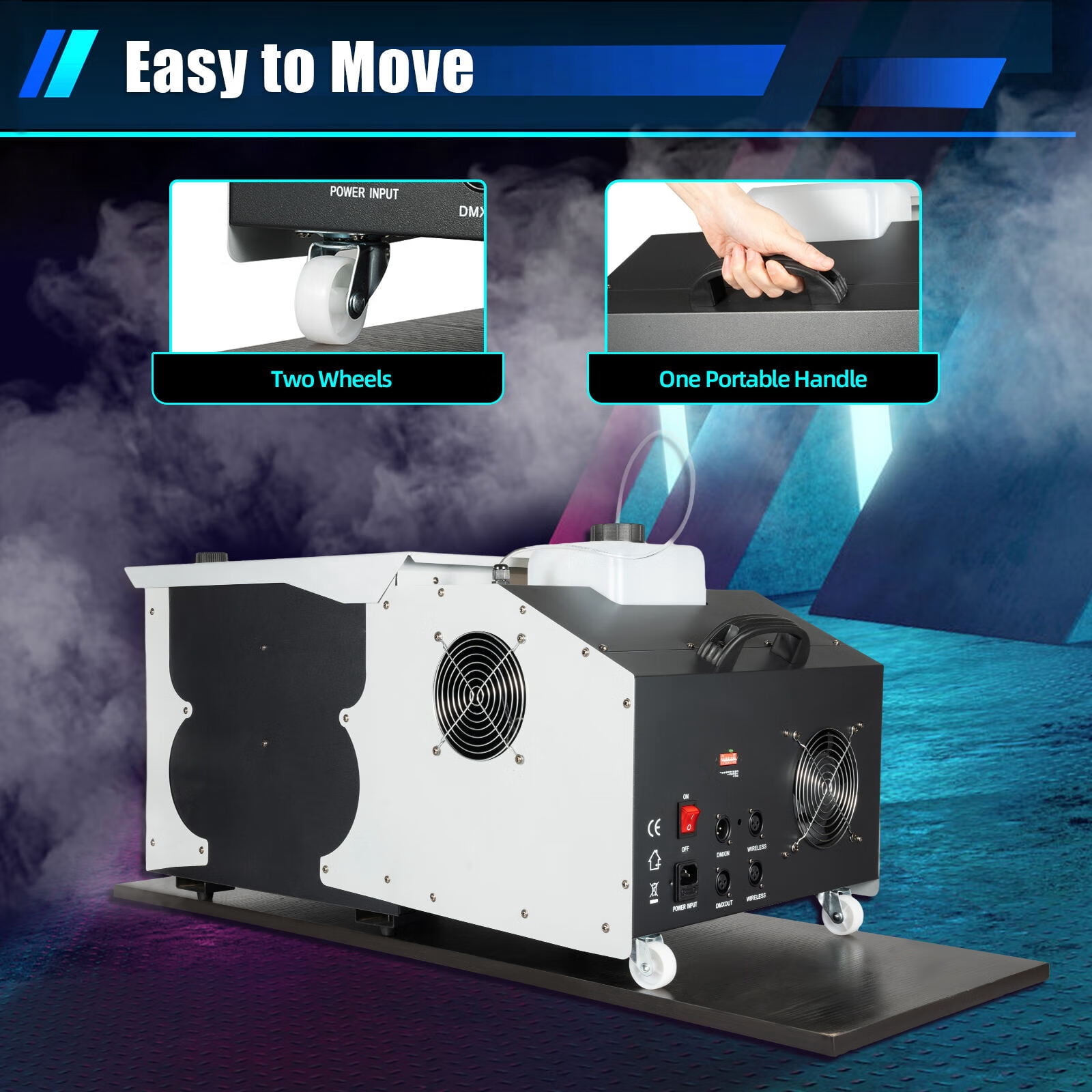 Wuzstar Ground Smoke Fog Machine DJ Stage Fogger Dry Ice Effect w/Controller for Club Stage Wedding