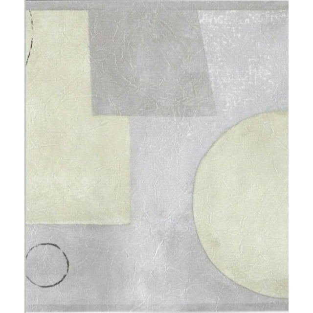 Fond d'Écran Précollé Bord - Abstrait Gris, Formes Beiges, Cercles, Rectangles Mur Bord Rétro Design, 15 Pi x 7 Po (4.57M x 17.78cm)