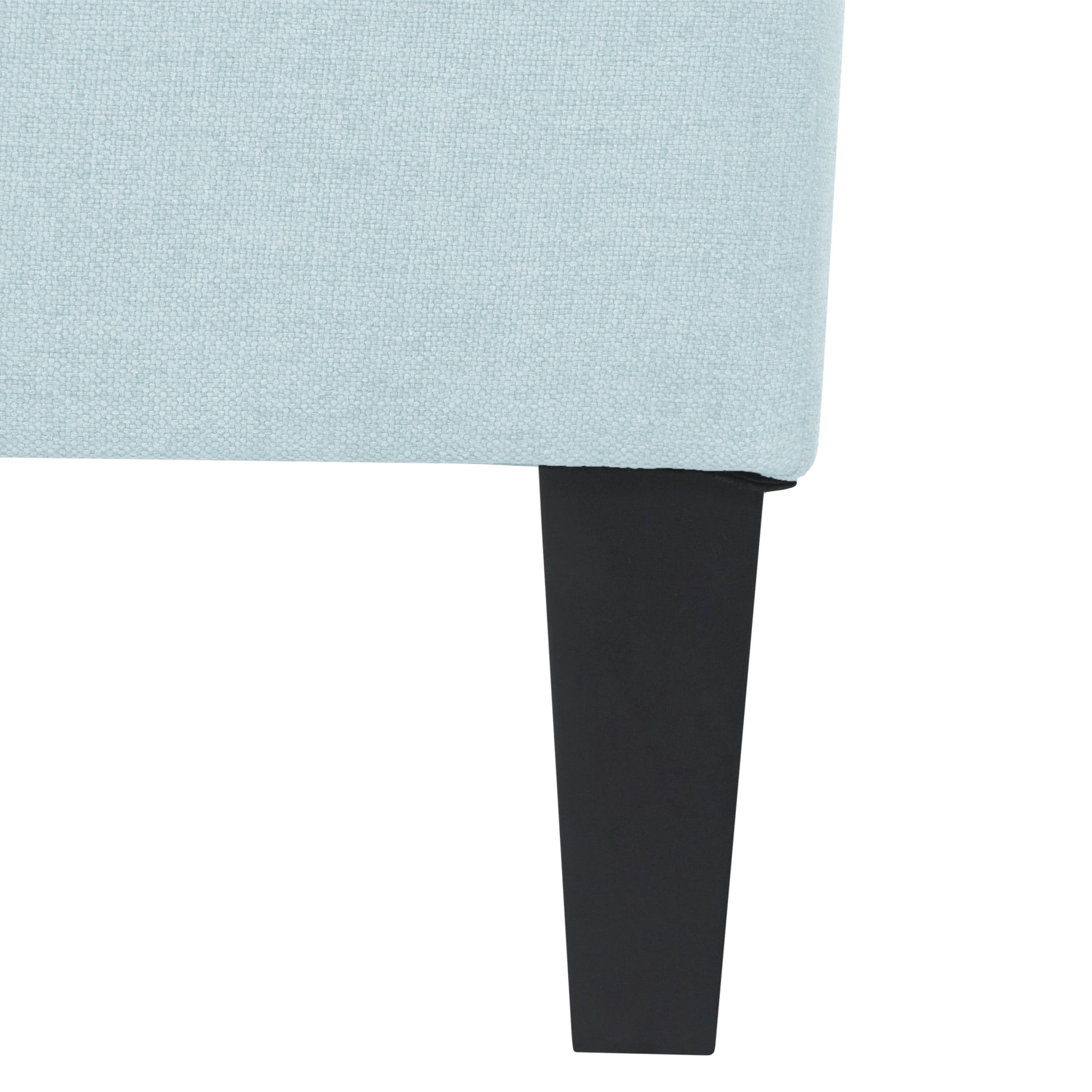 Kamil Elegant Fabric Ottoman with Plush Cushion & Durable Birch Wood Legs, Light Sky
