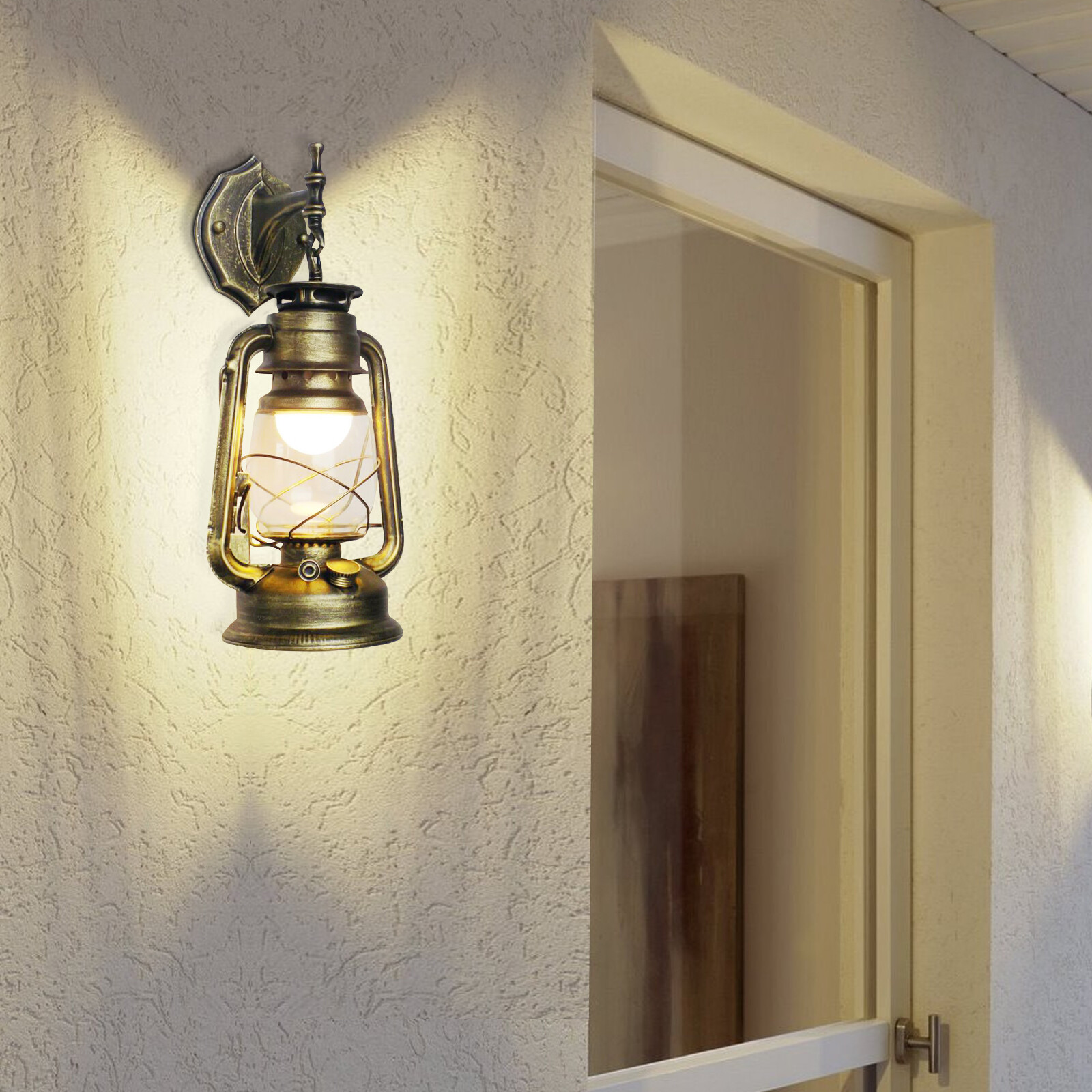 Outdoor Vintage Antique Rustic Lantern Lamp Retro Wall Sconce Light Fixture E27 for Shop Entrance, Park