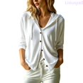thumbnail image 2 of Lixiuxyad ‌Women's Hooded Cardigan Oversized Long Sleeve Button-Front Knit Cardigan,White, 2 of 6