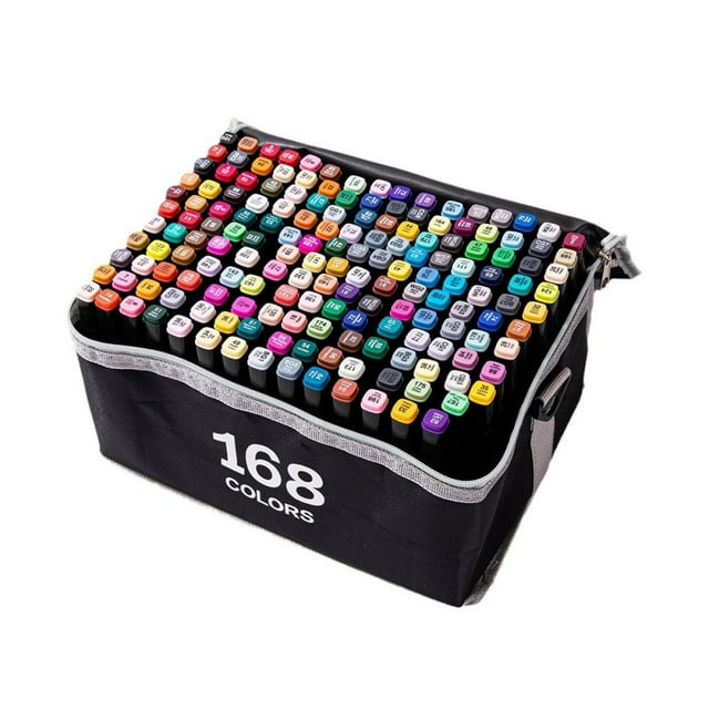 168 Color Alcohol Markers with Exclusive Coloring App - Dual Tip Art Markers Alcohol Artist Markers Set for Kids Adults Sketching Drawing Illustrations Great Gift Idea
