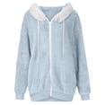 thumbnail image 5 of Mens Furry Sherpa Jacket Fleece Long Sleeve Full Zip Hooded Casual Warm Winter Coat with Zipper Pocket Outdoor, 5 of 6