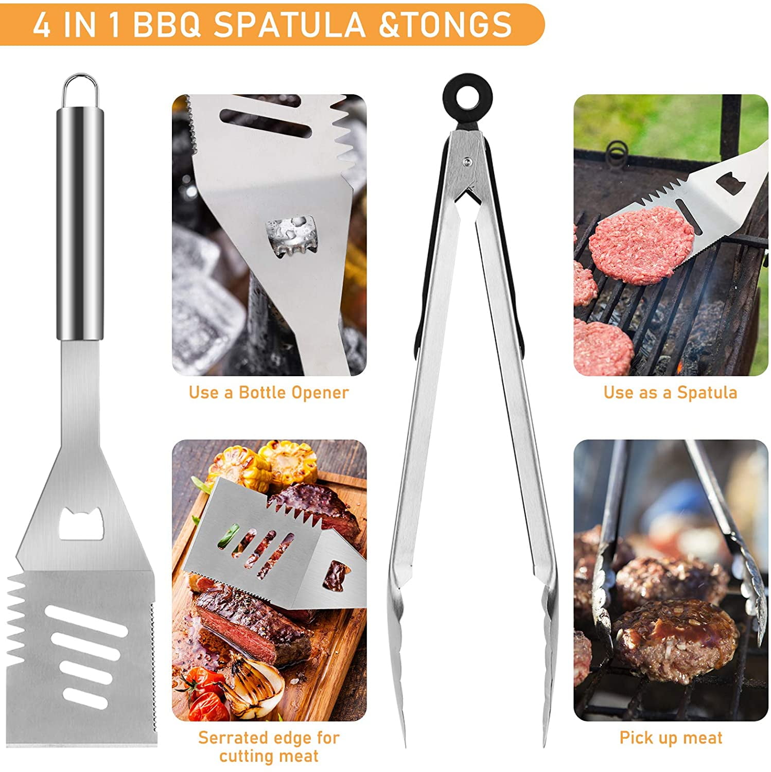 Cisvio Sliver Cooking Accessory BBQ Grill Tools Set, Thermometer, Meat  Injector, Extra Thick Stainless Steel Spatula (30-Piece) D0102HXY7NT - The  Home Depot