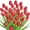 Red, variant on 6 Bundles Faux Tulips,30 Heads Tulip Artificial Flowers,Fake Silk Flower Tulips,Plastic Spring Flowers,UV Resistant Greenery Shrubs Plants,for Home Garden Window Wedding Decor (Red)