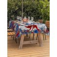 thumbnail image 3 of Outdoor Tablecloth with Umbrella Hole for Patio/Picnic/Party/Camping, Independence Day Gnomes Waterproof Table Cloth Rectangle Table Cover Washable, Red Blue Floral Gray Wood (54"x 80"), 3 of 8
