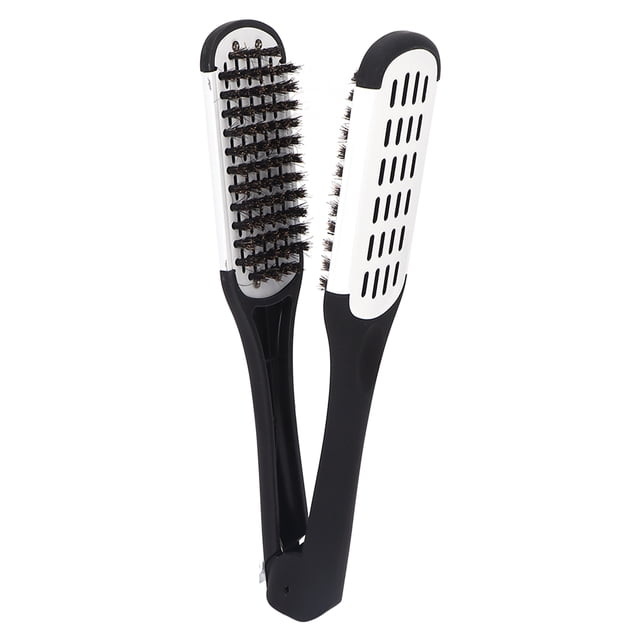 Cepillo de doble cara para alisar la barba, herramienta profesional para peinar el cabello (negro y blanco)