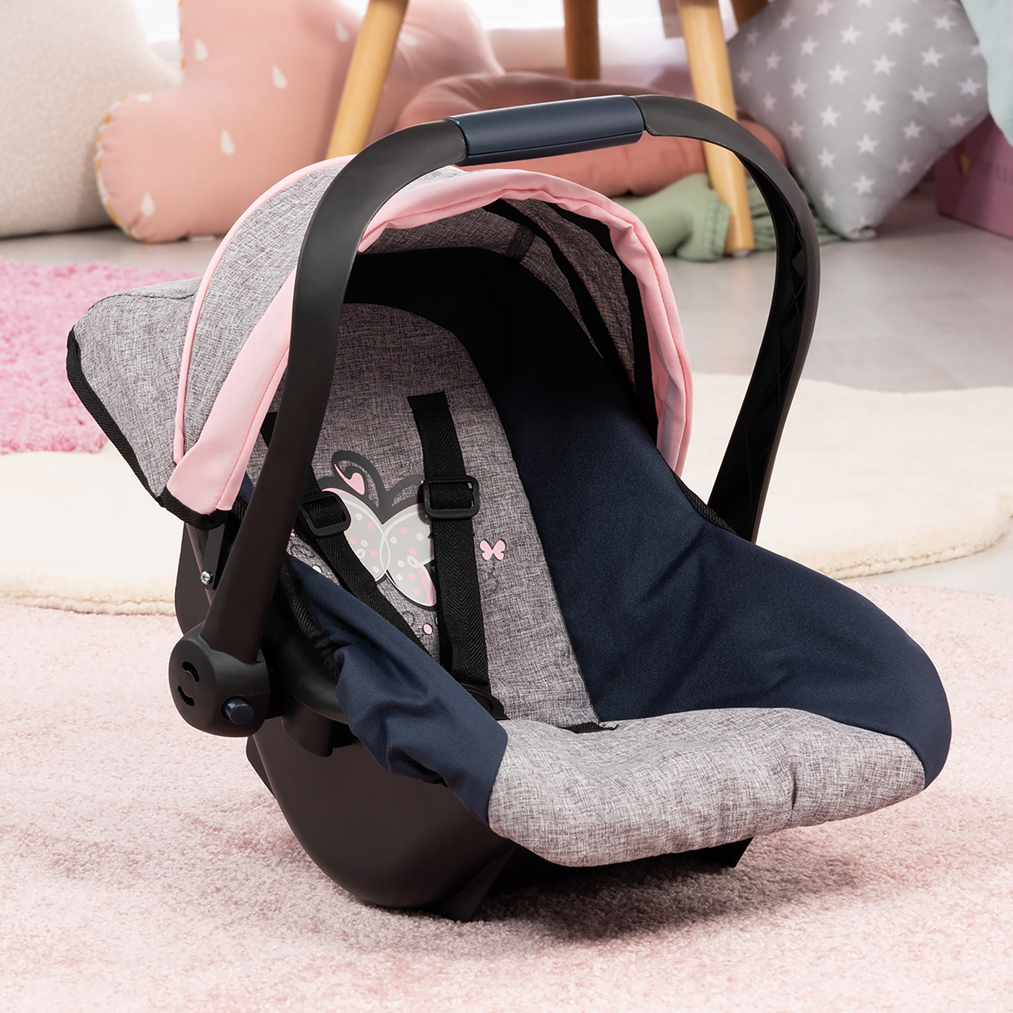 Blue butterfly ? butterfly baby doll belt Bayer Design, Car Seat for Dolls, Fits Up to 18 Inch, Pink  main image 3