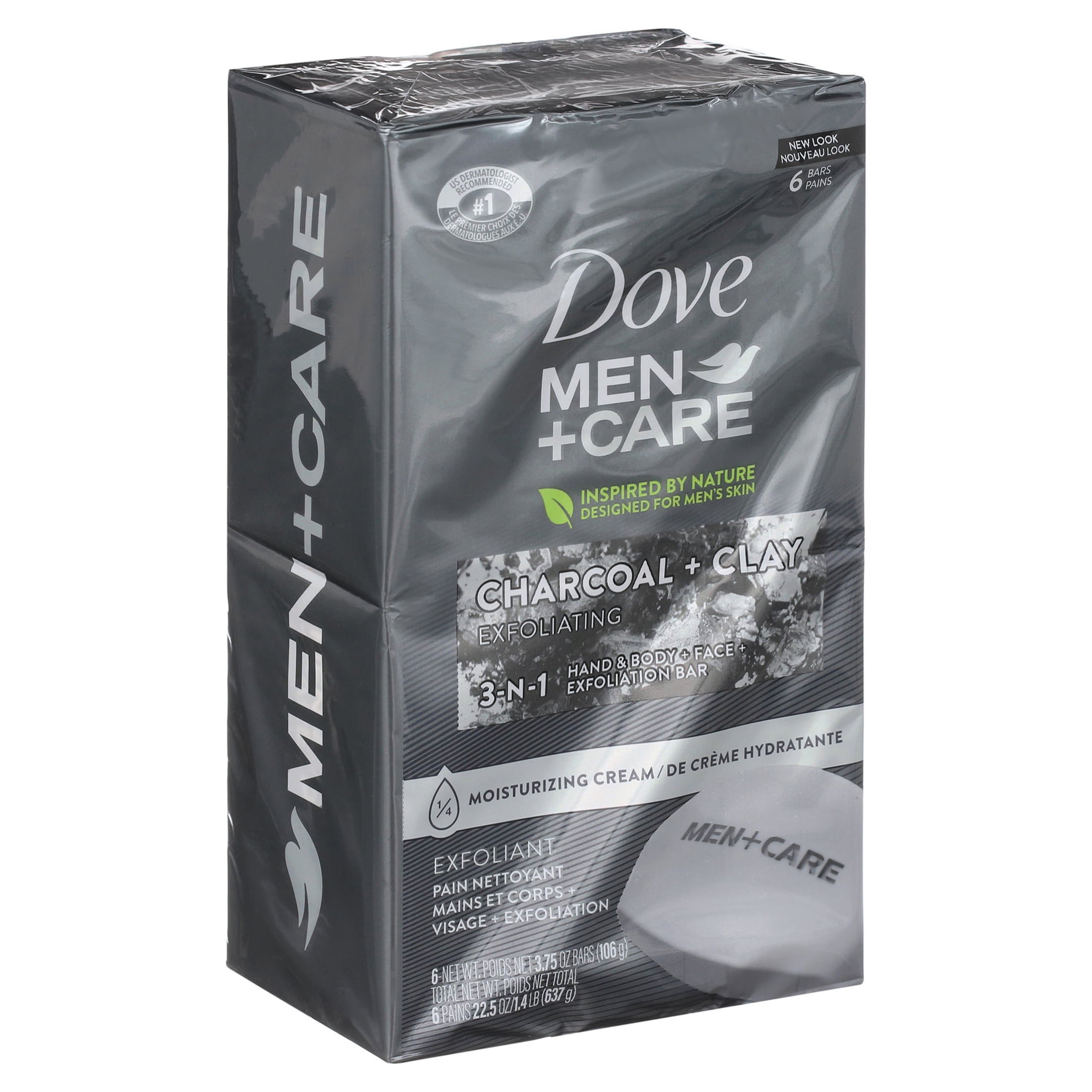 DOVE MEN + CARE Plant-Powered Natural Essential Oil Bar Soap Exfoliating  Charcoal + Clove Oil to Clean and Hydrate Mens Skin 4 count 4-in-1 Bar Soap