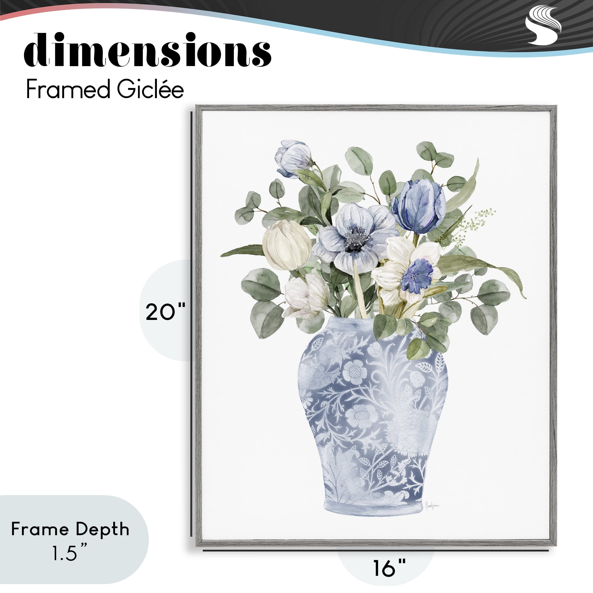 Stupell Industries Ornate Vase Tulips Gray Framed Giclee Art, design by Livi Finn