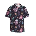 thumbnail image 3 of Xecao Roses Flowers print Hawaiian shirt - a stylish short-sleeve button-down for men, perfect for casual beach and tropical outings., 3 of 9