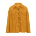thumbnail image 4 of jsaierl Corduroy Shirt Women Long Sleeve Blouse V-Neck Button Top Winter Long Sleeve Shirt Long Sleeve Short Jacket, 4 of 5