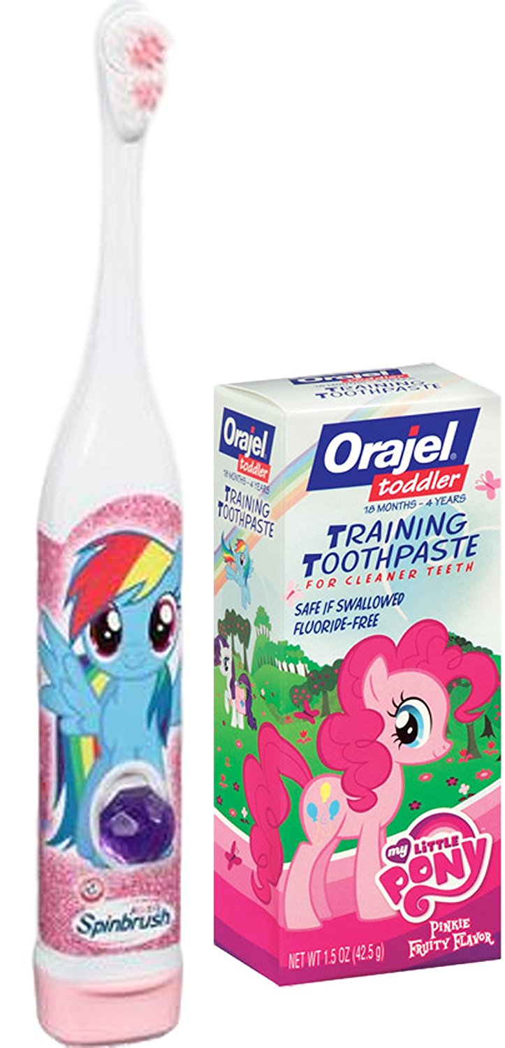 My Little Pony Oral Hygiene Set, Kids Spinbrush Toothbrush and Orajel