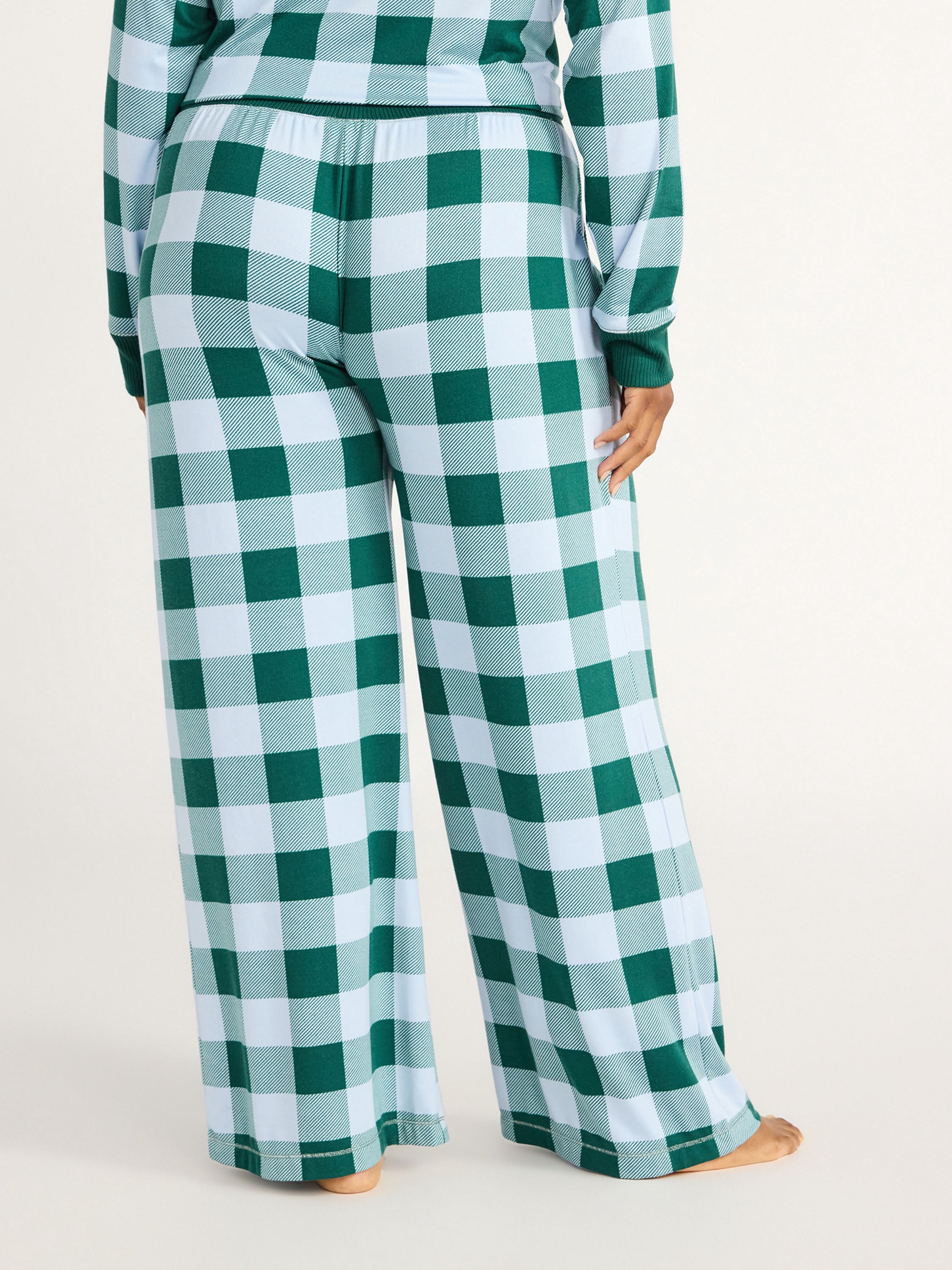 Joyspun Women's Hacci Knit Buffalo Plaid Sleep Pants, 30.5” Inseam, Sizes XS-3X