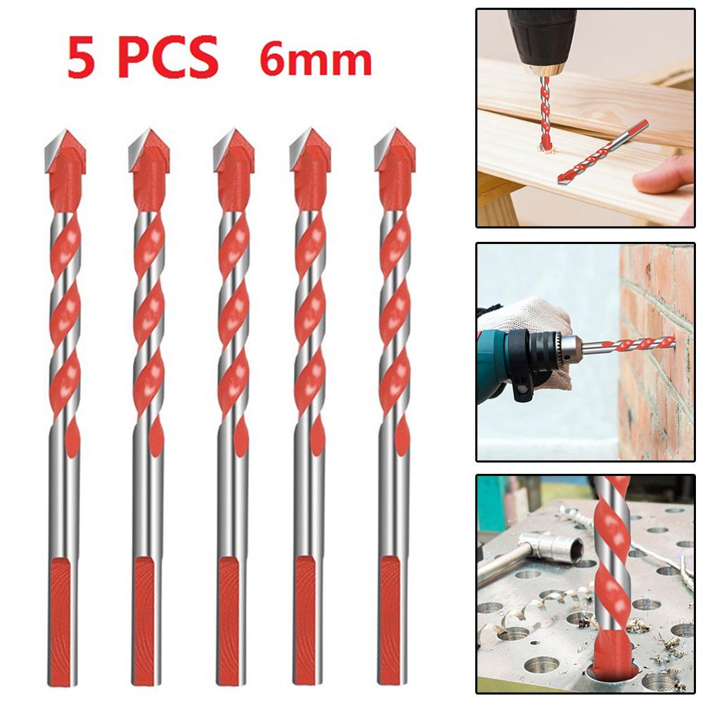 5pcs 6mm Multifunctional Glass Drill Bit Spade Drill Triangle Bits