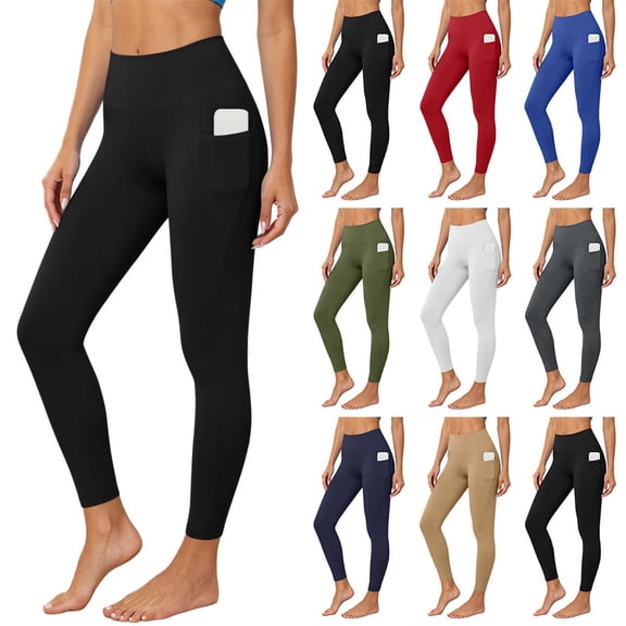 High Waisted Yoga Pants for Women,Soft Stretch Slim,Casual Solid Color Leggings with Pockets for Sports and Everyday Use