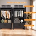 thumbnail image 4 of Black Metal Wardrobe Cabinet with Arched Design - 60" Freestanding Closet Armoire with 1 Drawer, Hanging Rod & Adjustable Shelf - Heavy Duty Storage Organizer for Bedroom, Nursery & Dorm, 4 of 9