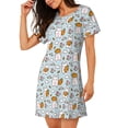 thumbnail image 2 of Honeii Cute Rabbit Hold Carrot Print Women's Loose Short Sleeve Nightgown, Soft Cotton Sleepwear, Comfy Loose Fit Pajama Dress for Sleep and Lounge, 2 of 6