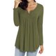 thumbnail image 2 of Camisa de mujer Botón plisado Blusa suelta Camiseta de manga larga Top, Verde militar, 3XL Scienceny AP000668-11, 2 of 7