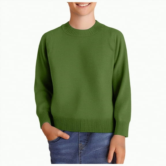 Gvdentm Boys Sweaters Size 8 Boys Sweater Uniform Sweater V-Neck, Big Boys' & Little Kids Youth Long Sleeve V Neck Pullover Sweater(Green,12-18 Months)