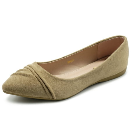 

Ollio Women s Shoes Ballet Dress Faux Suede Pleated Pointed Toe Flats 1BN1833