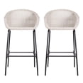thumbnail image 2 of Bar Stool Set, Outdoor Metal Wicker Barstools with PE Rattan Weave and Black Iron Frame, All-in-One Design with Footrest, Set of 2, Light Gray Wicker, 2 of 10