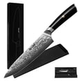 thumbnail image 1 of Cuchillo de chef Hecef cuchillo de cocina japonés de acero Damasco de 8 pulgadas cuchillo profesional extra afilado VG10, 1 of 10