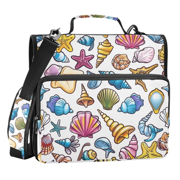 ALAZA Zipper Binder Cute Seashells Conch 3 Ring Trapper Keeper File Folder Organizer Bag
