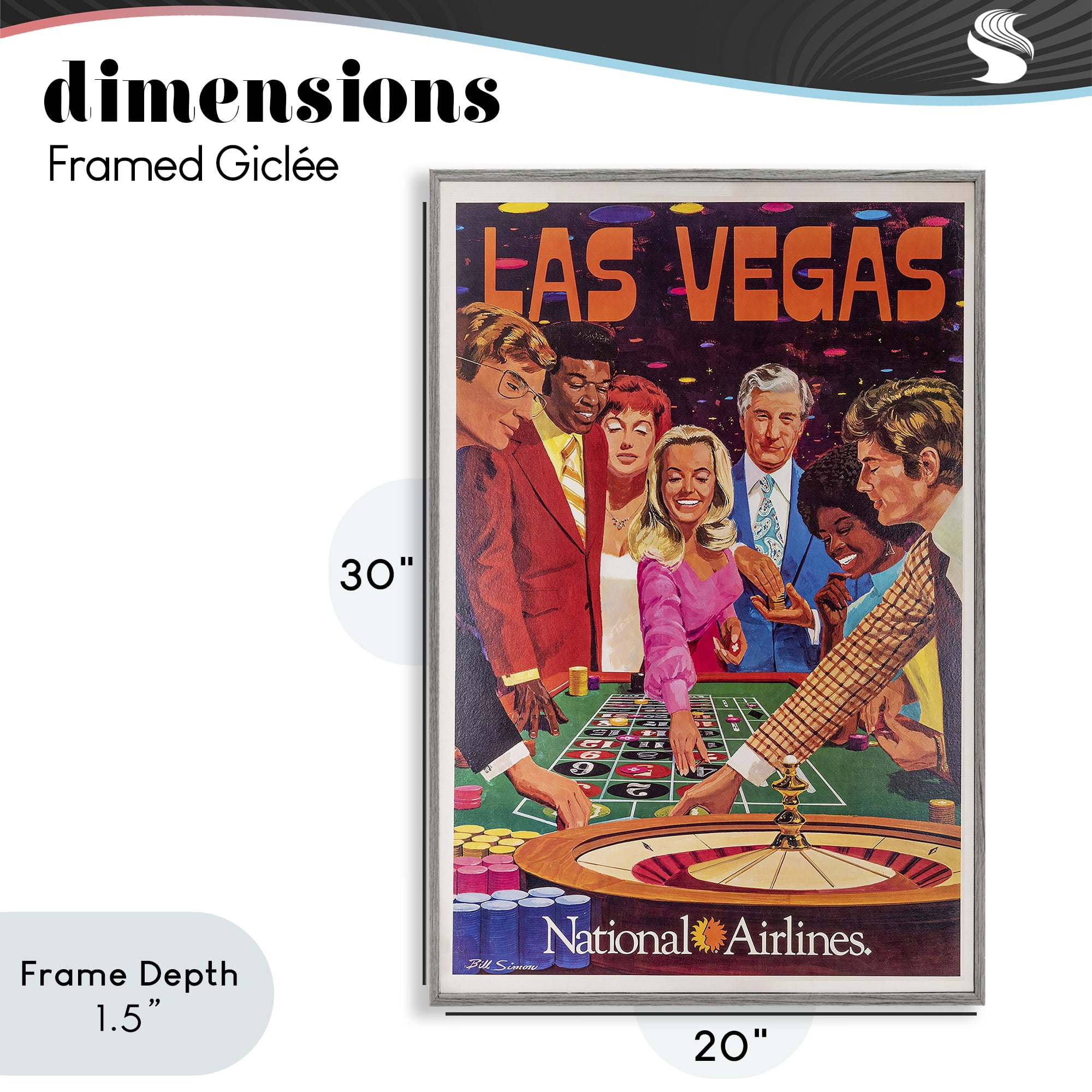 Stupell Industries Vintage Las Vegas Casino Gray Framed Giclee Art, design by Vintage Posters