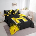 thumbnail image 3 of Manfei Baseball Print Twin Bedding Sets 7pcs for Boys Girls, Sport Monogrammed Bedding Comforter Set, Personalized Letter H Sheet Sets, Breathable Home Decor, 3 of 8