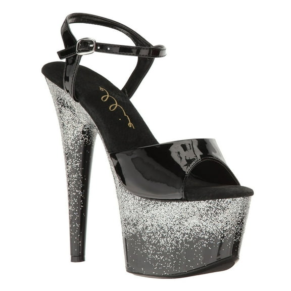 ELLIE 709-CARI Women's 7" Heel Peep Toe Ankle Strap Shiny Glitter Sandals