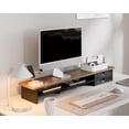 thumbnail image 2 of Dual Monitor Stand Riser With Drawers Wood & Acrylic Desktop Organizer for Computer Laptop Printer TV Screen Riser, 2 of 9